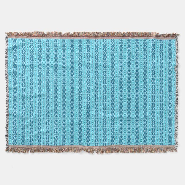 Bleu sur Motif Boho bleu Jetez la couverture (Devant)