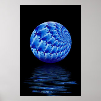 Bleu Suspendu Sphère Fractale Impression