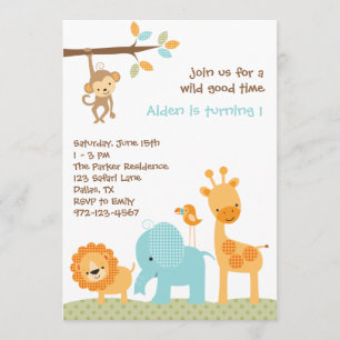 Bleu Sweet Safari Invitations