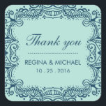 Bleu Swirl Curl Wedding Favor Sticker Merci<br><div class="desc">Vintage et rustique cadre à floral tourbillon décoratif mariage merci sticker. Elégant croquis à l'encre fleuris tourbillon et cadre de curl pour mariage ou sceau d'enveloppe faire-part de mariage. Customiser le libellé pour toute occasion spéciale. Soirée de mariage classique, étiquette de douche nuptiale, fête d'anniversaire, dîner fiançailles, baby shower et...</div>