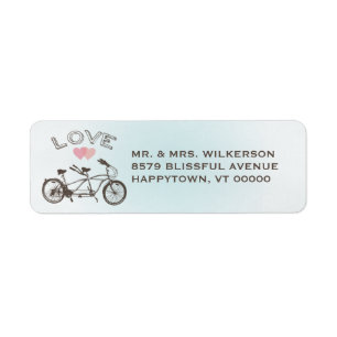 Bleu Tandem Bicycle Love Étiquette