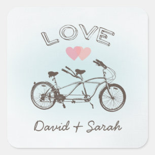 Bleu Tandem Bicycle Love Sticker
