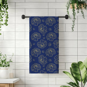 Bleu tendance, Or Chic Floral Modèle de serviette