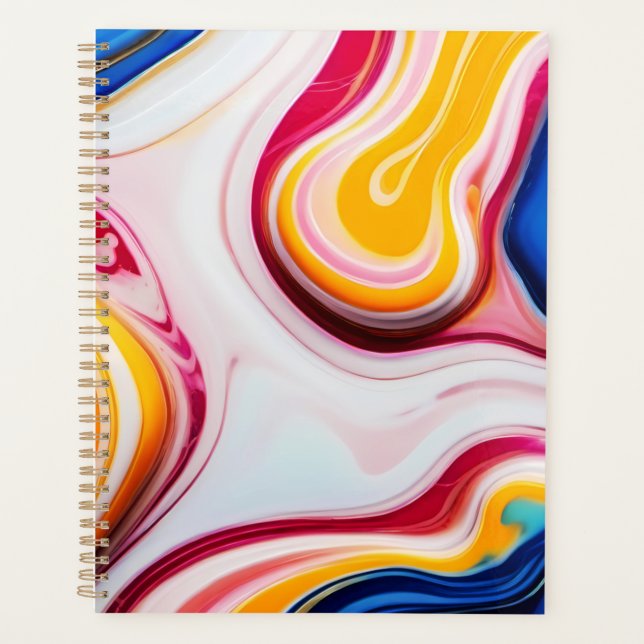 Bleu tendance rose jaune faux marbre blanc (Devant)