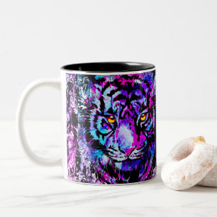 Bleu Tiger Café Mug Face de tigre pourpre