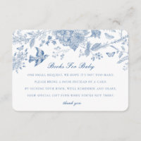 Bleu Toile Jouy Livres pour invitation bébé Insert