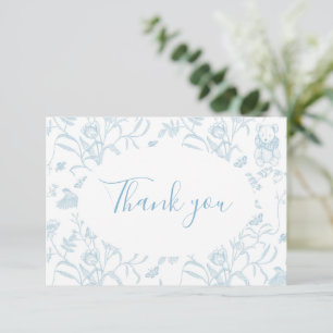 Bleu Toile Ours Baby shower Carte de remerciements