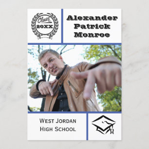 Bleu traditionnel - Faire-part de diplôme