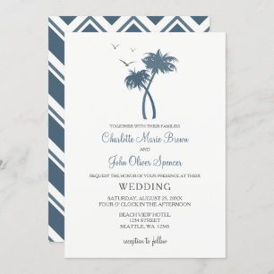 Bleu Tropical Palm Tree Mariage Invitations