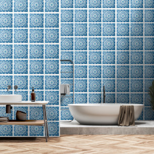 Bleu tuiles motif Papier peint 2' x 4'