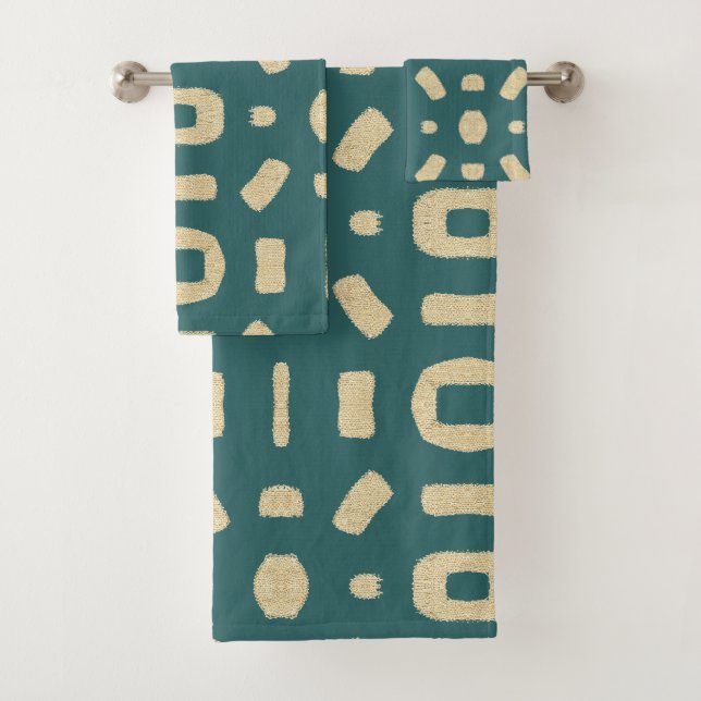 Bleu turquoise Comme le tissu de boue Kuba Kente A (En situation)