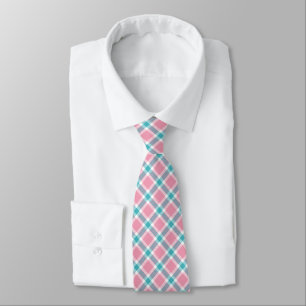 Bleu Turquoise, rose & blanc Tarten Cravate homme