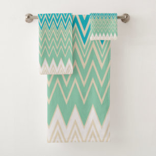 Bleu turquoise, turquoise et vert Zigzags