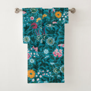 Bleu Turquoise Vert Rouge rose Jaune Motif Floral