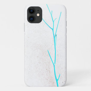 Bleu Twig blanc béton texture iPhone 11 Coque