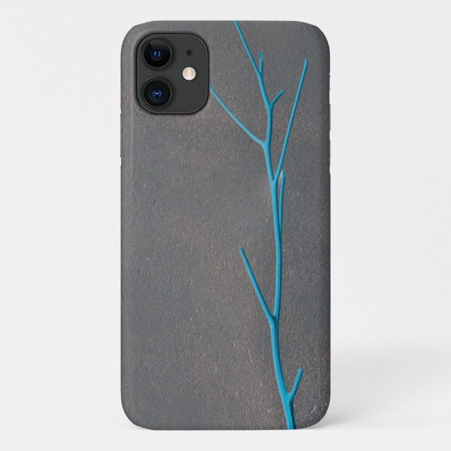 Bleu Twig Gris Béton Minimalisme iPhone 11 Coque (Dos)
