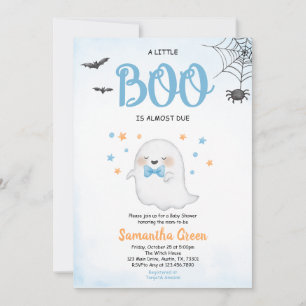 Bleu Un Petit Boo Invitation Baby shower