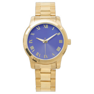 Bleu Unisex Surdimensionné Or Bracelet Montre