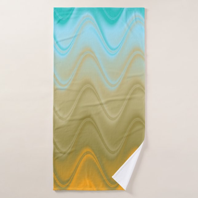 Bleu Verre Vert Orange Abstrait (Serviette de bain)