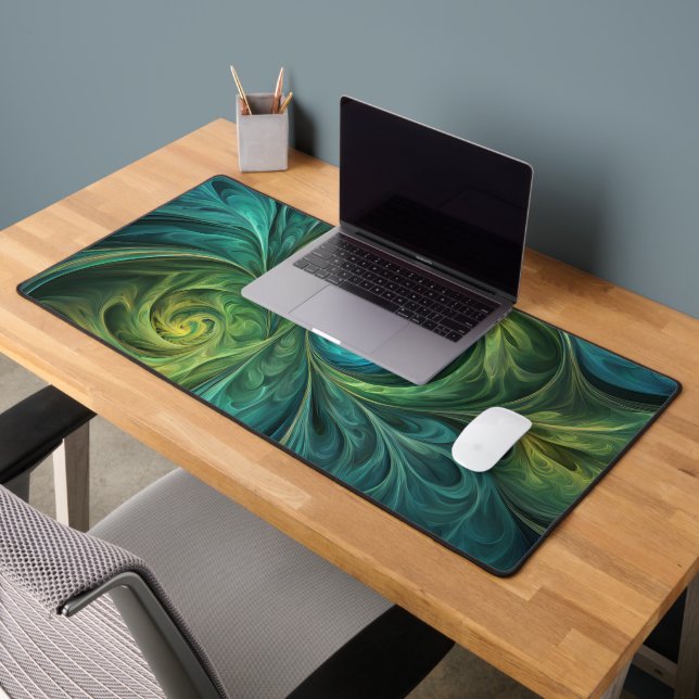Bleu vert AI Motif fractal (Bureau 2)