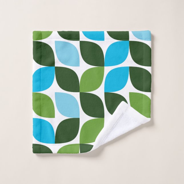 Bleu, vert, cool, tendance, nature moderne abstrai (Gant de toilette)