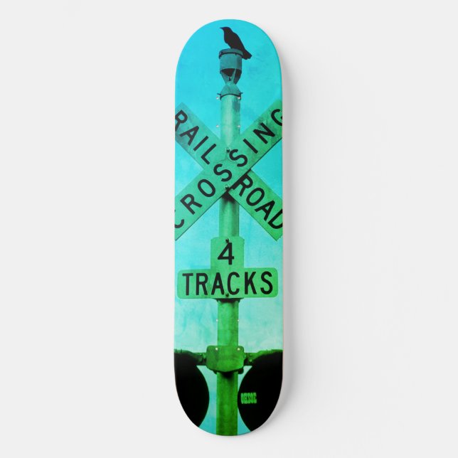 Bleu Vert Corbeau Train Skateboard Rustique Urbain (Recto)