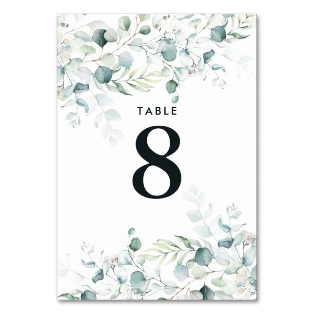 Bleu vert Eucalyptus Mariage Numéro de table foncé (Par défaut)