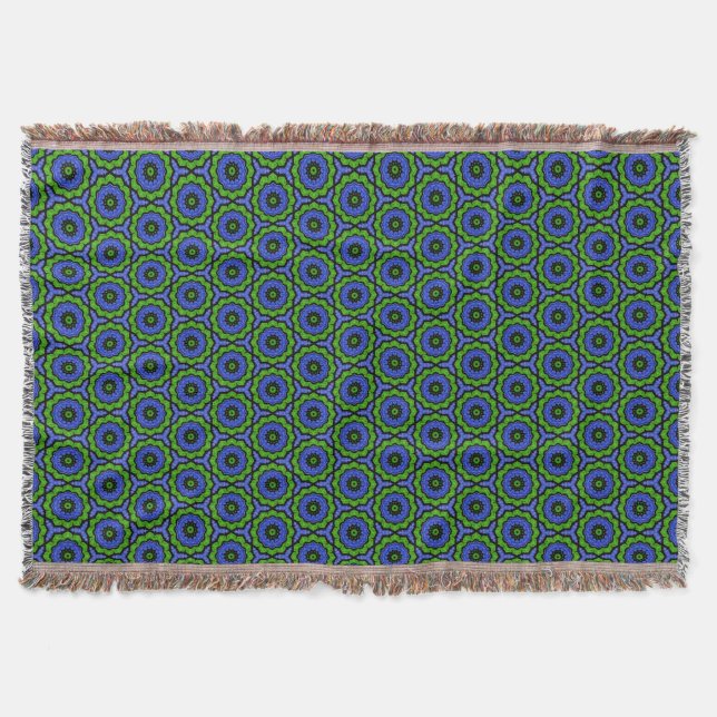 Bleu Vert Floral Mandala Jeu de couverture (Devant)