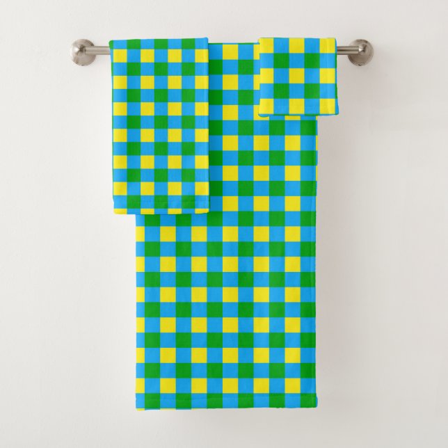 Bleu Vert Jaune Chèque Plaid Design Motif (En situation)