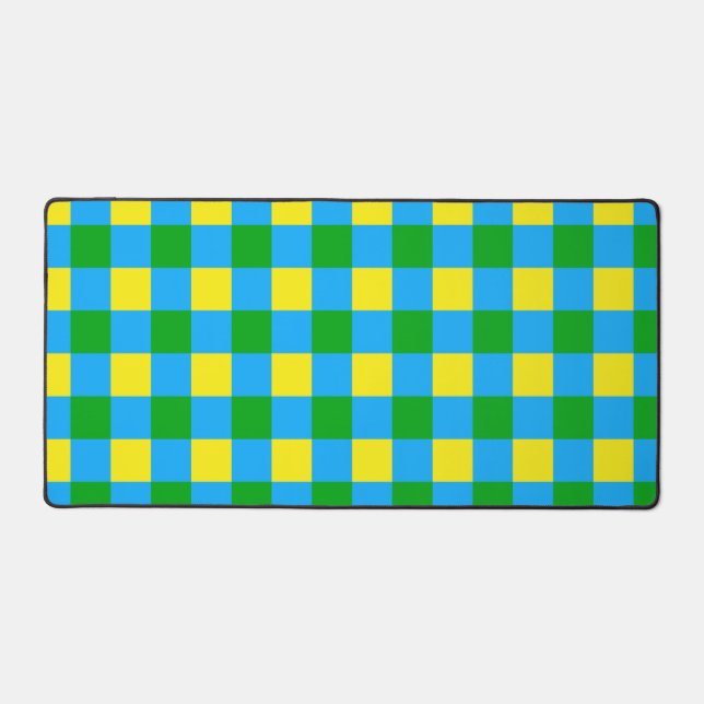 Bleu Vert Jaune Chèque Plaid Design Motif (Recto)