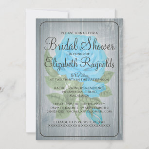 Bleu vert Rustique Floral Invitations de douche nu