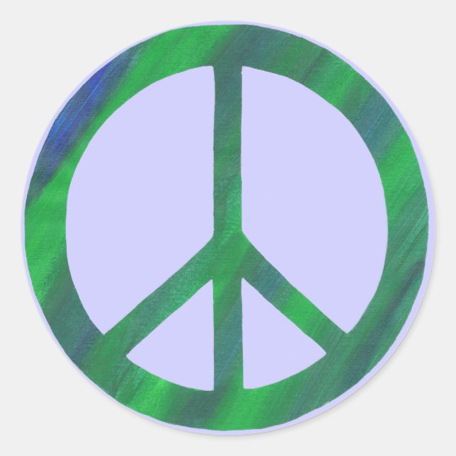 Bleu vert signe de paix, stickers paix (Devant)