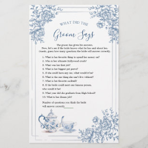 Bleu Victorian Garden Thé nuptial Ce que dit Groom