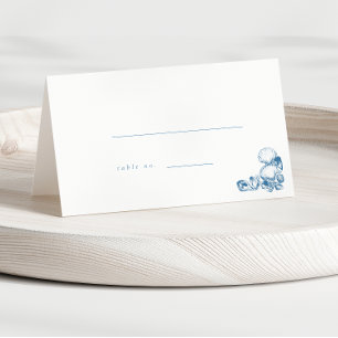 Bleu Vintage Coquillages Mariage Cartes d'escorte