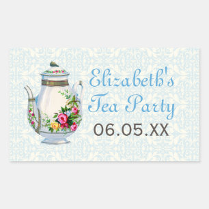 Bleu Vintage Tea Party Favoriser Stickers