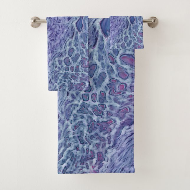 Bleu & Violet Acrylique Abstrait Fluid Art (En situation)