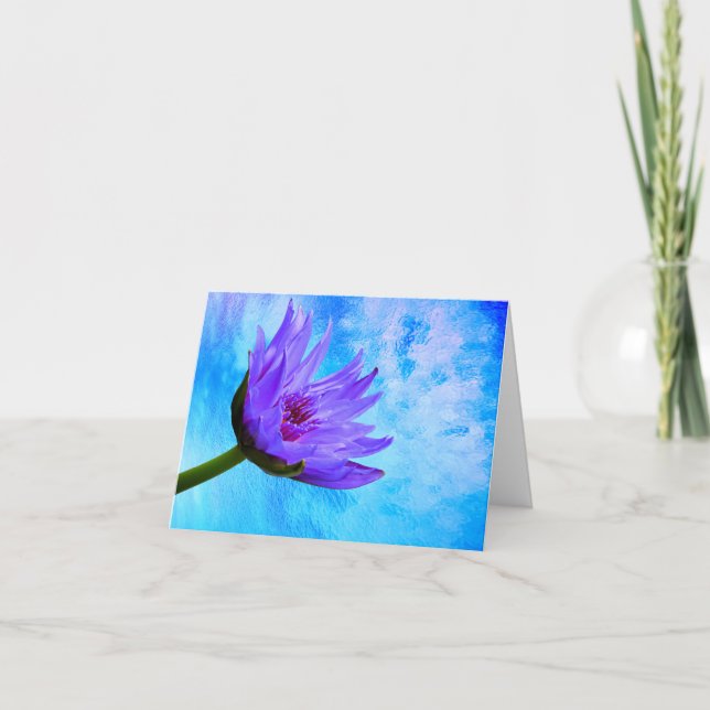 Bleu Violet Eau Lily Blank Note Cartes de voeux (Devant)