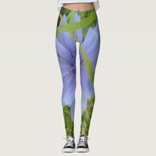 Bleu violet Fleur Élégant Leggings Floraux