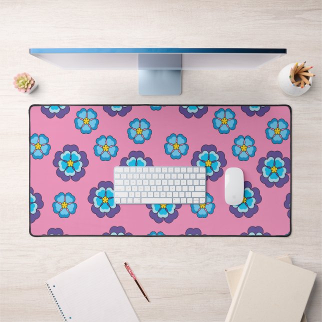 Bleu Violet rose motif floral (Bureau 1)