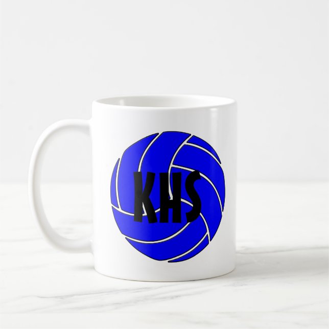 Bleu Volleyball Personnalisable Mug (Gauche)