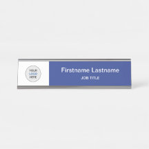 Bleu Votre logo Bureau moderne Nom Plaque