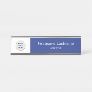 Bleu Votre logo Bureau moderne Nom Plaque