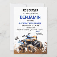 Bleu VTT Wheeler Bike Anniversaire Invitation