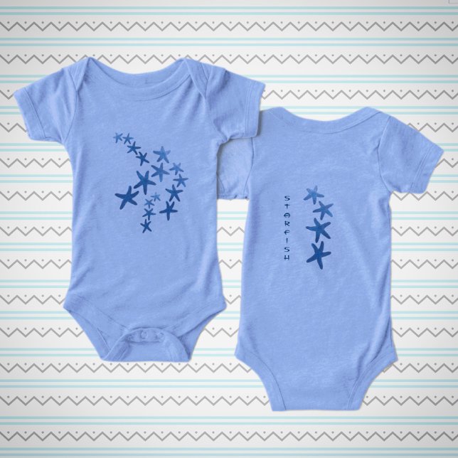 Bleu Whimsical Amidon Côtier Nautique (Bella+Canvas Infant Tri-blend One Piece Blue)