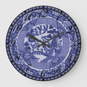 Bleu Willow Bleu & Blanc Chine Plaque Horloge