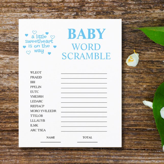 Bleu Word Scramble Baby shower Jeu (Créateur téléchargé)