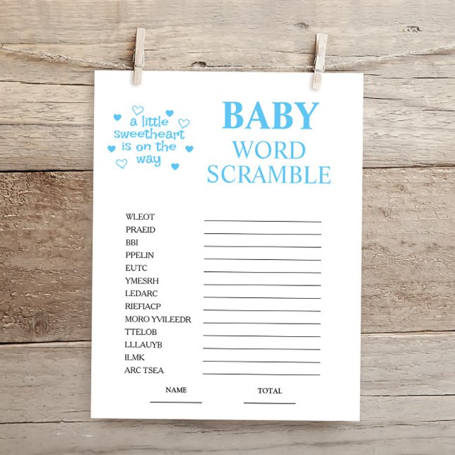 Bleu Word Scramble Baby shower Jeu (Créateur téléchargé)