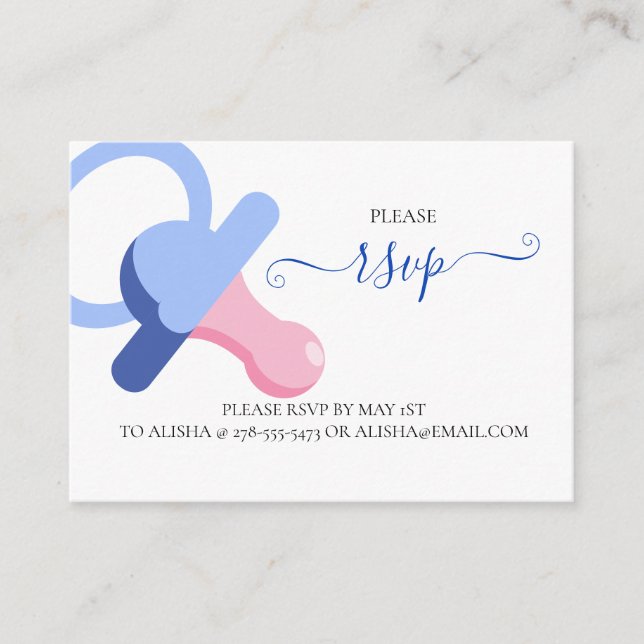 BLEUE BINKY, carte de boîtier RSVP BABY SHOWER (Devant)