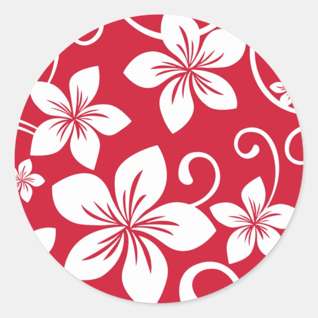 BLEUE HAWAII (ROUGE) STICKER ROND CLASSIQUE (Devant)