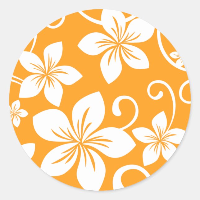 BLEUE HAWAII (TANGERINE) STICKER ROND CLASSIQUE (Devant)